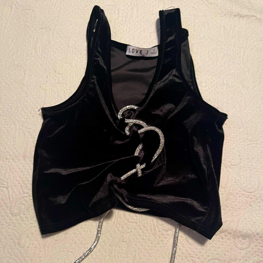 Velvet Black Crop Top
